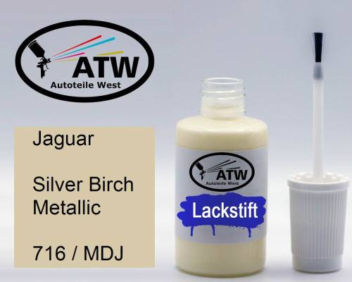 Jaguar, Silver Birch Metallic, 716 / MDJ: 20ml Lackstift, von ATW Autoteile West.